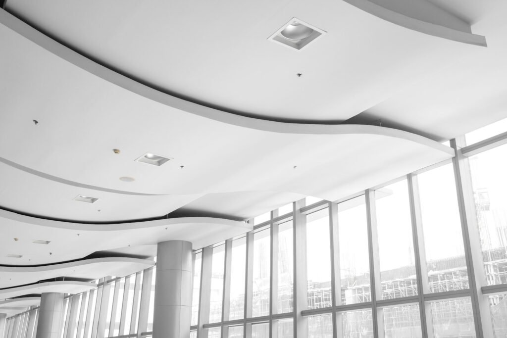 Ceiling with light fixture