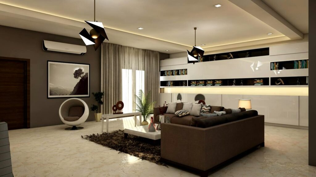 Living room with wall panelling